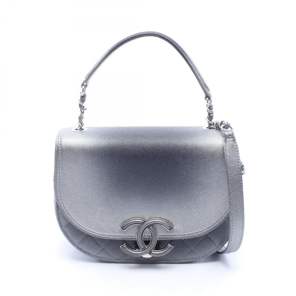 Chanel Coco Curve Matelasse Shoulder Bag Caviar Skin Grained Calfskin Silver